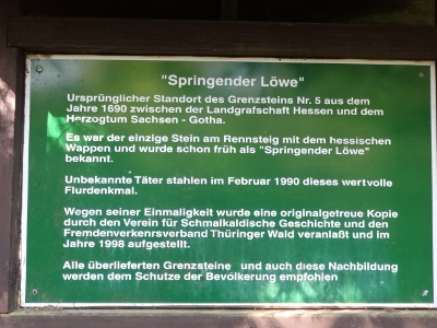 Von Floh-Seligenthal nach Ruhla (Rennsteighof) - Grenzstein "Springender Löwe"