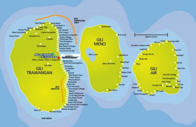 Gili Islands Map